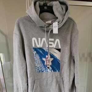 American Eagle NASA Gray Cotton Hoodie Size L NWT